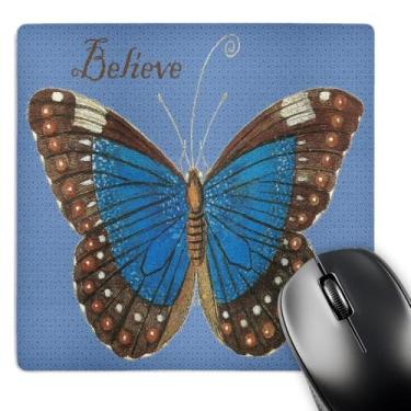 Imagem de 3dRose Mouse pad LLC 20 x 20 x 0,63 cm, borboleta com estampa azul/marrom (mp_65841_1)