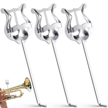 Imagem de Boao 3 peças de acessórios para instrumentos de lira de trompete clipe de folha de música grampo de marcha para lira suporte de música instrumentos de banda de marcha, prata (trompete trompete)