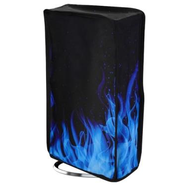 Imagem de playvital Capa vertical contra poeira para ps5 Slim Disc Edition (o novo design menor), capa protetora à prova d'água de nylon à prova de poeira para console ps5 Slim - Blue Flame