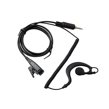 Imagem de HYSHIKRA Fone de ouvido em forma de G, cabo enrolado com microfone PTT de lapela para transceptor Walkie-Talkie portátil YAESU/Vertex VX-6 VX-6E VX-7E VX-7R Icom IC-4300 IC-4300L