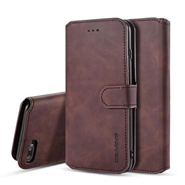 Imagem de UEEBAI Capa de couro PU para iPhone 6 6S, vintage retrô premium carteira flip capa interna TPU [compartimentos para cartões] [fecho magnético] função de suporte fólio à prova de choque proteção total