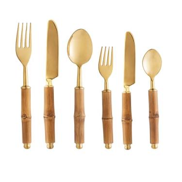 Imagem de WOLFF - Conjunto 6 Talheres de Aço Inox com Cabo de Bambu Dourado