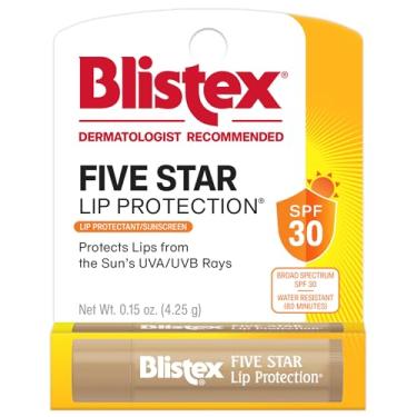 Imagem de Blistex Five Star Lip Protection Lip Balm, 0.15 Ounce - Wind & Water-Resistant Lip Care, Broad Spectrum SPF 30 Sun Protection, Soothes Cold Chapped Lips, Hydrating Lip Treatment, Holds in Moisture