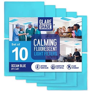 Imagem de GlareShade Fluorescent Light Covers for Classroom or Office | Magnetic Fluorescent Light Covers for Ceiling Lights Provide Relief from Glare, Headaches, & Sensory Overload | 10 Count Blue