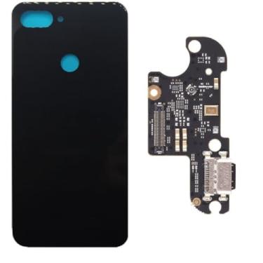 Imagem de Tampa Traseira Vidro Para Mi 8 Lite Preto Placa De Carga