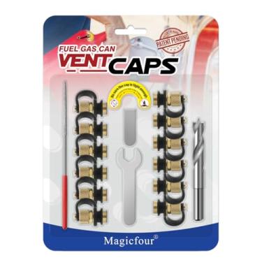 Imagem de Magicfour Tampas de ventilação para latas de combustível de gás, pacote com 6 tampas de ventilação do tanque de combustível de gás de substituição da lata de gás Tampas de ventilação do jarro de gás para combustível, água, jarro para permitir um fluxo mais rápido
