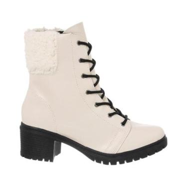 Imagem de Coturno Feminino Botinha Cano Curto Com Pelo Salto Tratorado - Stessy 