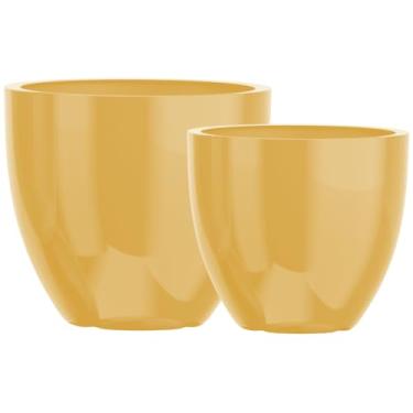 Imagem de Kit 2 Vasos Cachepot Fibra Vidro 57cm E 45cm Plantas Cores (Dourado)