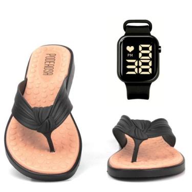 Imagem de Kit Chinela Feminina Sandalia de Praia + Relogio Digital - Poderosa, 3