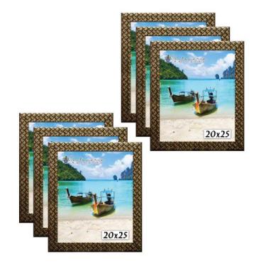 Imagem de Kit 6 Molduras Porta Retrato 20x25 3cm Relevo Dourado - Santamaria Mol