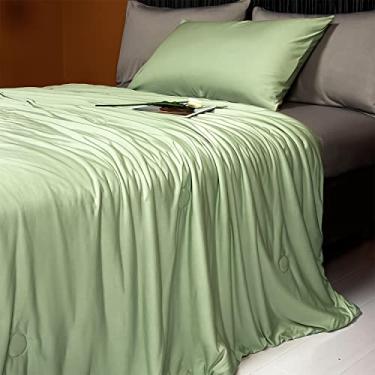 Imagem de LLanCL Cobertores refrescantes para quem dorme quente – Cobertor leve como sorvete para o verão com dupla face fria, edredom refrescante, tecido para cama (228 x 228 cm, verde e cinza)