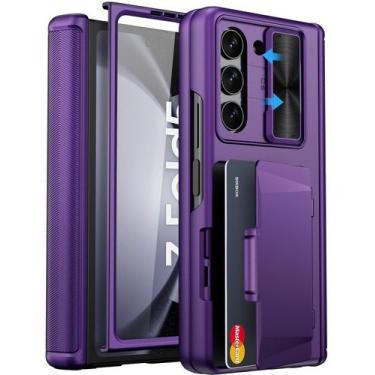 Imagem de Capa com Porta-Cartões SIXBOX para Samsung Galaxy Z Fold 5 - Roxo Escu