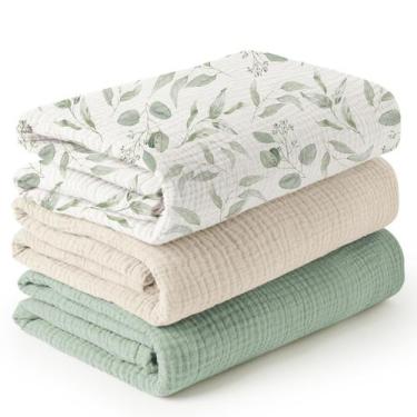 Imagem de Cobertores Muslin Konssy - Pacote com 3 (120x120cm) - Unissex