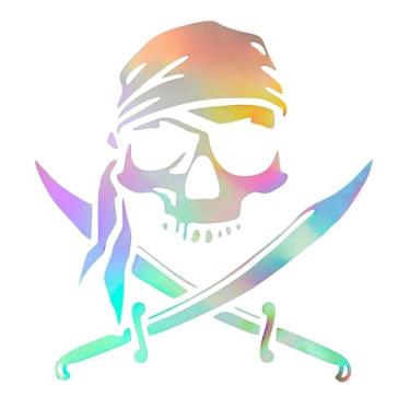 Imagem de AuMoHall Decalque de caveira pirata adesivo de vinil para carros engraçado decalque de caveira exclusivo design de humor decalque para veículos, carros, caminhões, janelas, capacete, laptop, garrafa