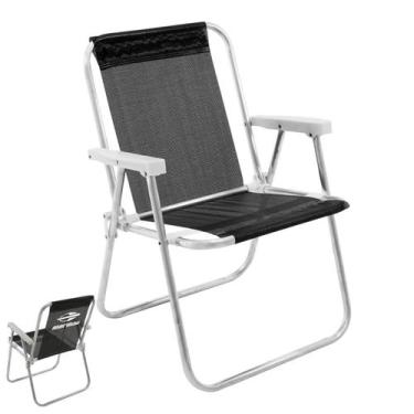 Imagem de Cadeira de Praia Alta Alumínio Lazy Sannet Preta Mormaii - 023567 Belf