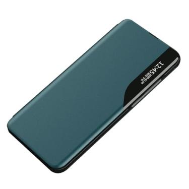 Imagem de FWYANZH Capa de couro para Samsung Galaxy S25 Ultra/S25 Plus/S25, capa flip Smart Window View All-Round Protection Cover Função de suporte, verde, S25plus