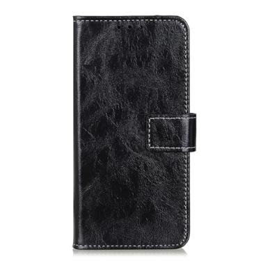 Imagem de LYJSMGZ Capa carteira para iPhone 16E, capa de couro com textura de cavalo maluco com aba macia, proteção interna contra choques, preta, 16E