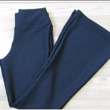 Imagem de Calça colmeia Bailarina boca larga feminina - Mem modas, Azul marinho,