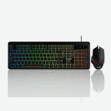 Imagem de Kit Teclado Mouse Gamer KEEDI-TEC813 Membrana LED USB