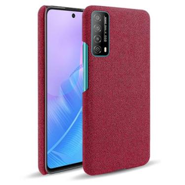 Imagem de Capa para Huawei Y20 SE,Capa desenhada em lona,Case Protetora Ultrafina com Empunhadura Macia,Design em Tecido Antichoque e Antiarranhões-Red