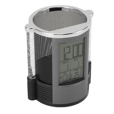 Imagem de Relógio Eletrônico Perpétuo Portador de Caneta do Calendário, Iluminação Colorida Multifuncional Organizador de Papelaria de Calendário de Calendário Com Forma Compacta para Uso