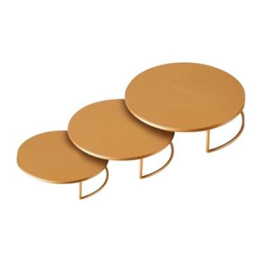 Imagem de rockible 3x Stand Action Figura Figura Toy Showcase decorativo buffet display riser frutas de fruta placas de exibição para padaria , Ouro