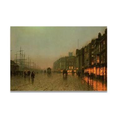 Imagem de Impressões em tela Liverpool de Wapping John Atkinson Grimshaw Era Vitoriana - Arte de parede com movimento estético, decoração de casa 50 x 75 cm