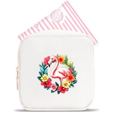 Imagem de BJDAMAI Mini bolsa de maquiagem, linda bolsa de cosméticos portátil com zíper para meninas adolescentes e crianças, pequena bolsa de armazenamento para almofada higiênica, moeda, batom, joias