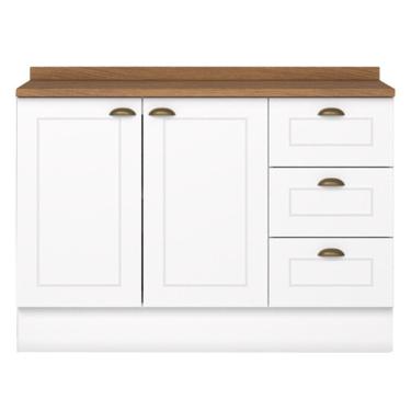 Imagem de Balcao Pia Com Tampo 120cm C353 Americana Branco Nature Henn