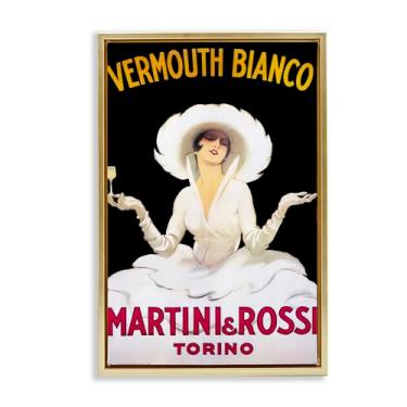 Imagem de Stupell Industries Vermute Vintage Lady Advertisement Gold Framed Floater Canvas Wall Art, design por Marcus Jules, 21 x 31