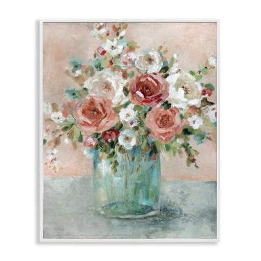 Imagem de Stupell Industries Arte giclée emoldurada branca com rosas vermelhas e brancas, design de Carol Robinson, 61 x 76 cm