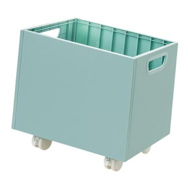 Imagem de IEUDNS Sob o caixa de mesa com rodízios sob a caixa de arquivos do organizador de documentos do organizador de livros de mesa com alças para sala de estar, Azul