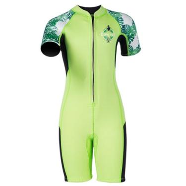 Imagem de Roupa de mergulho infantil para meninos meninas e jovens, maiô térmico de neoprene de 2,5 mm, zíper frontal, mantenha-se aquecido, peça única, roupas molhadas para esportes aquáticos, natação