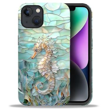 Imagem de Punmada Capa para iPhone 13/14, para meninas e mulheres, meninos, capa híbrida rígida de silicone à prova de choque, capa protetora de corpo inteiro fosca para iPhone 13/14, vidro submarino 3D padrão
