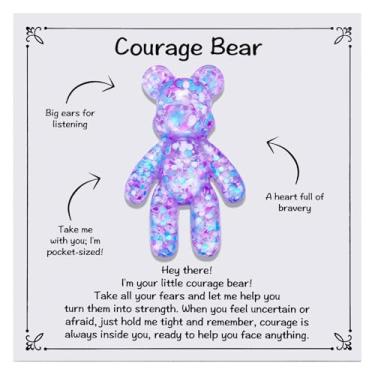Imagem de Kvekstio Presente de urso de coragem, alívio do estresse, inspiração de bolso bravura presente para apoio emocional, aumento da confiança, ansiosos amigos conforto ursos, símbolo de abraço, presente