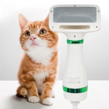 Imagem de Secador De Pelo Escova Pente Pet Tosa Profissional Portátil 2 IN 1 Remove Pelos Cachorro Gato 110V (VERDE FRETE GRATIS)