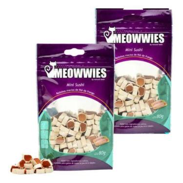 Imagem de 2 Petiscos Natural Meowwies Sushi Gatos Enroladinho Frango