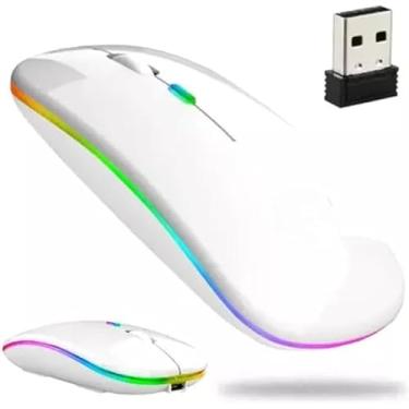 Imagem de Mouse Recarregável sem Fio, USB, Wireless Mouse compatível com iPhone, MacBook,iPad,Laptop,PC,Notebook, Tablet,Ergonômico, Premium Yecna (Branco)
