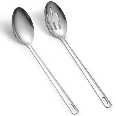 Imagem de Conjunto de colheres de cozinha Kyraton em aço inoxidável resistente a