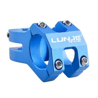 Imagem de Azarxis Haste de bicicleta de 25,4 mm, 31,8 mm, 45 mm, haste curta para mountain bike, liga de alumínio, CNC para a maioria das bicicletas de estrada, MTB, BMX, Fixie Gear Cycling (azul - 31,8 mm)