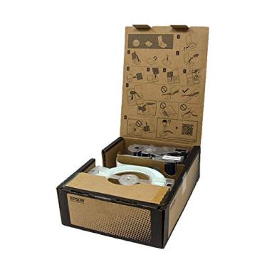 Imagem de Epson LABELWORKS B250VTBWPX Fita de vinil contínuo a granel - preto sobre branco fita adesiva industrial de vinil flexível e durável - 50 mm de largura, 45 m