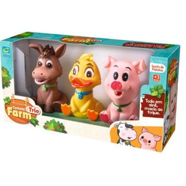 Imagem de Mordedor Animais De Brinquedo Bebê Em Vinil Macio Pato, Porco, Burro C