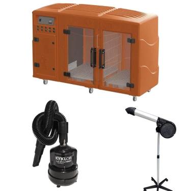 Imagem de Kit Pet Shop Máquina De Secar Laranja + Secador 5000 E Soprador Maxx Black Kyklon - 220v