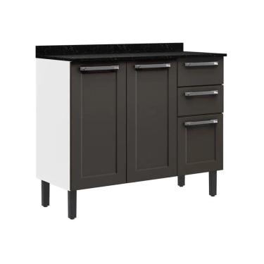 Imagem de Balcão de Cozinha em Aço 3 Portas 2 Gavetas Florença 105cm Grafite - Itatiaia