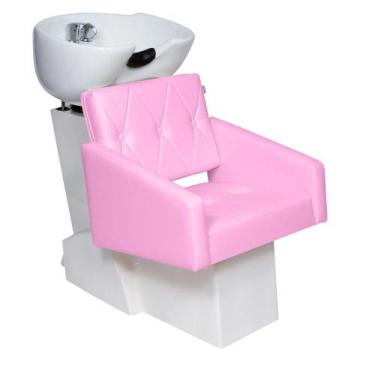 Imagem de Lavatório Cuba porcelana Branca Diamante Para salão Estofado Rosa Clar