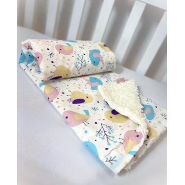 Imagem de Coberta Manta Macia Sherpa Estampado 100% Algodão (G, Passarinho Rosa)