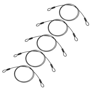 Imagem de PATIKIL Cabo de aço inoxidável revestido de vinil de 1/20.3 cm de diâmetro com laços, 5 peças de corda de fio flexível de 0,9 m (99 cm) Cadeado de cordão de segurança para iluminação de palco ao ar