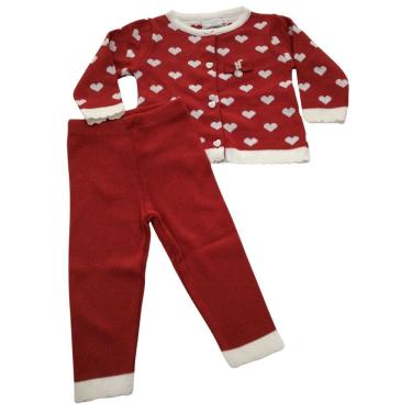 Imagem de Conjunto fem frio bebê Tricot Noruega Vermelho corações