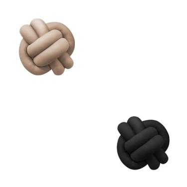 Imagem de Almofadas De Nó 28cm x 28cm Lindas Decorativas Sala Sofá Cama Cores (BEGE E PRETO)