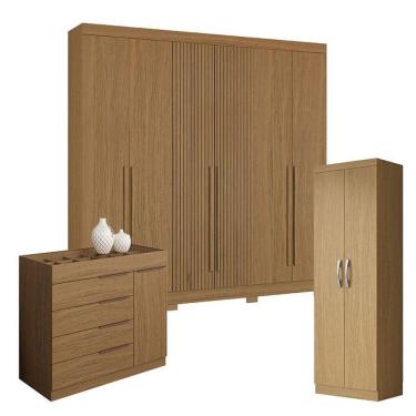 Imagem de Guarda Roupa Casal 2030230 Com Multiuso New 2000192 E Cômoda Sevilha Atacama - Aramóveis